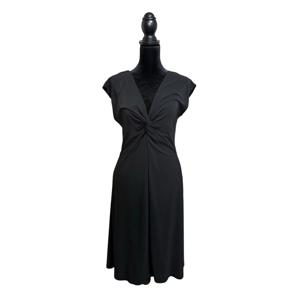 Vintage Y2K made in USA little black dress gathered chest v-neck women's‎ L LBD
